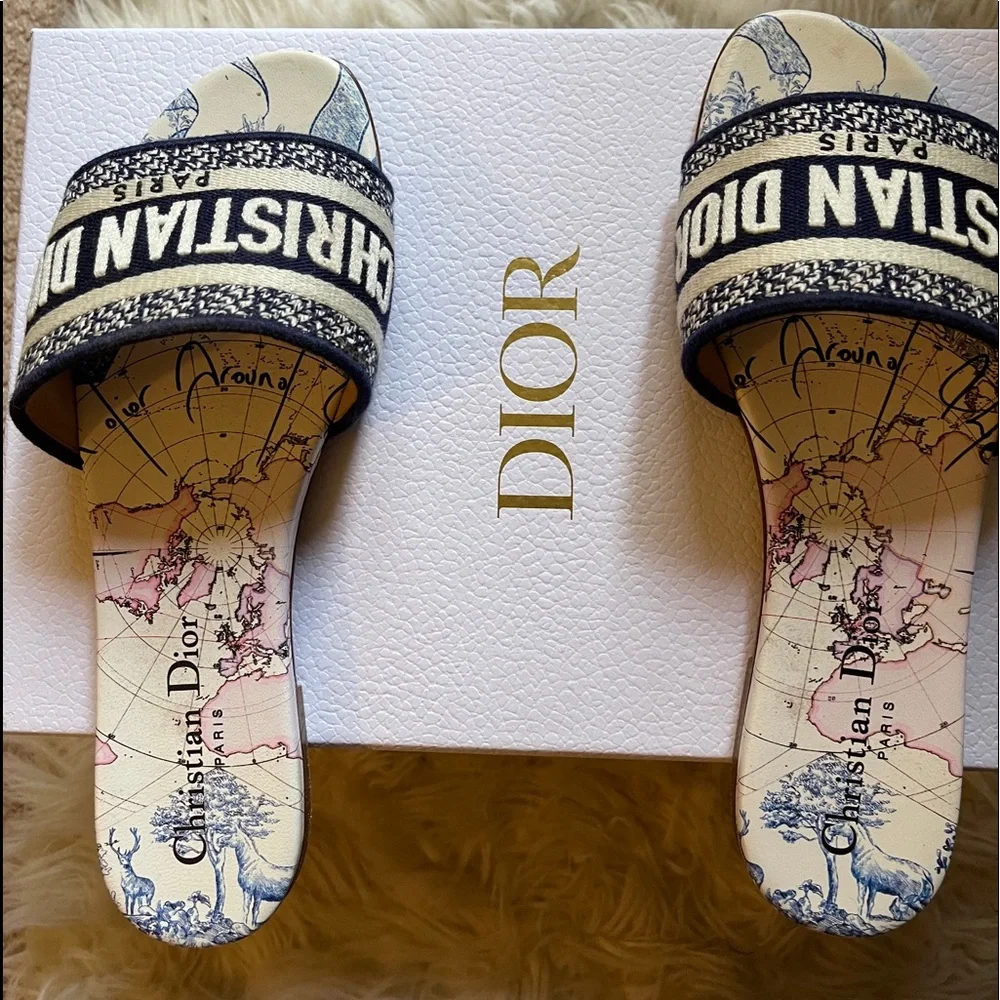 Dior Cream and Black Sandals - Picture 1 of 4